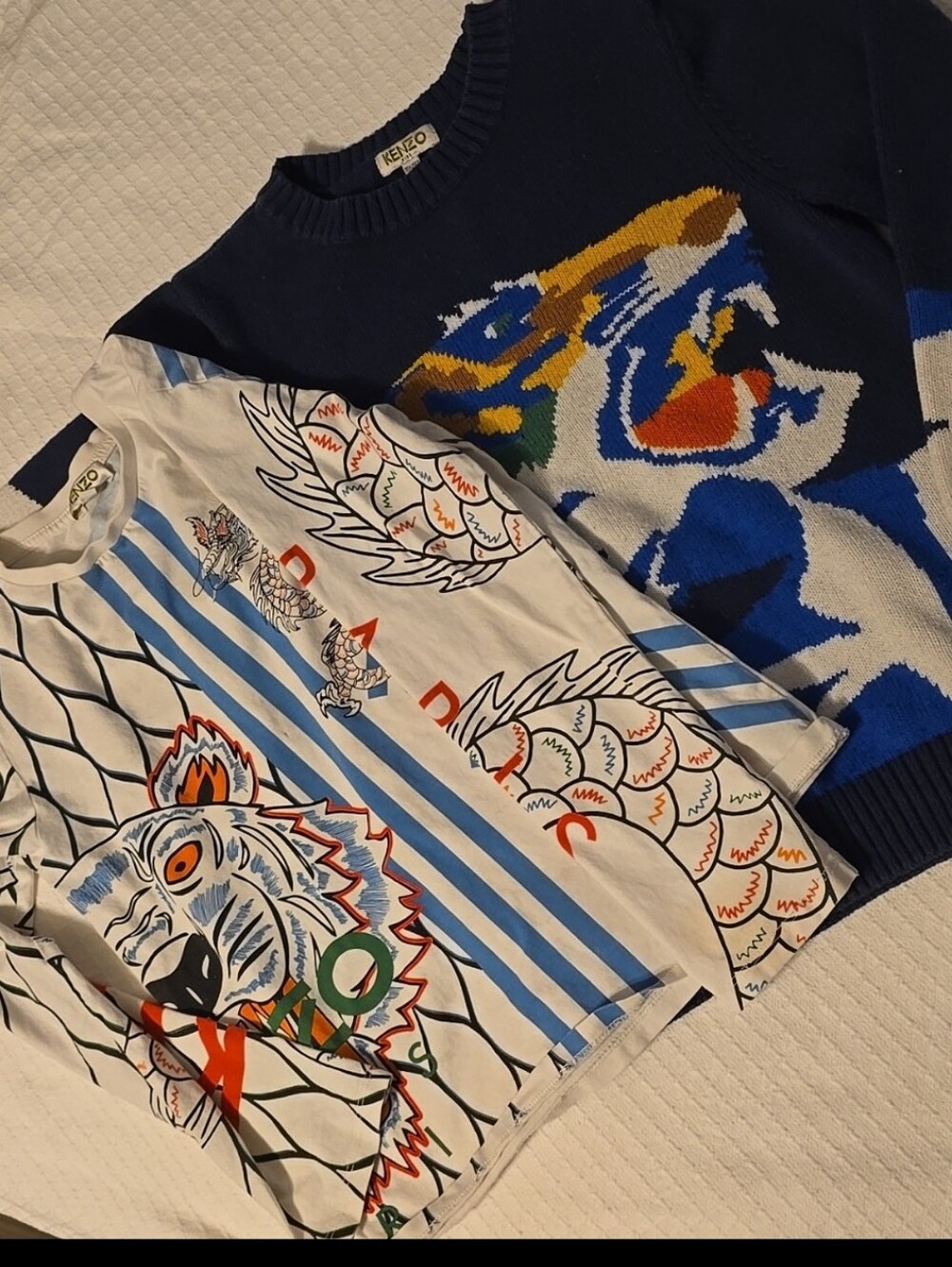 💥KENZO Kids Set of 2 Tiger Knit Sweater & Long Sleeve Top Size 10Y Authentic